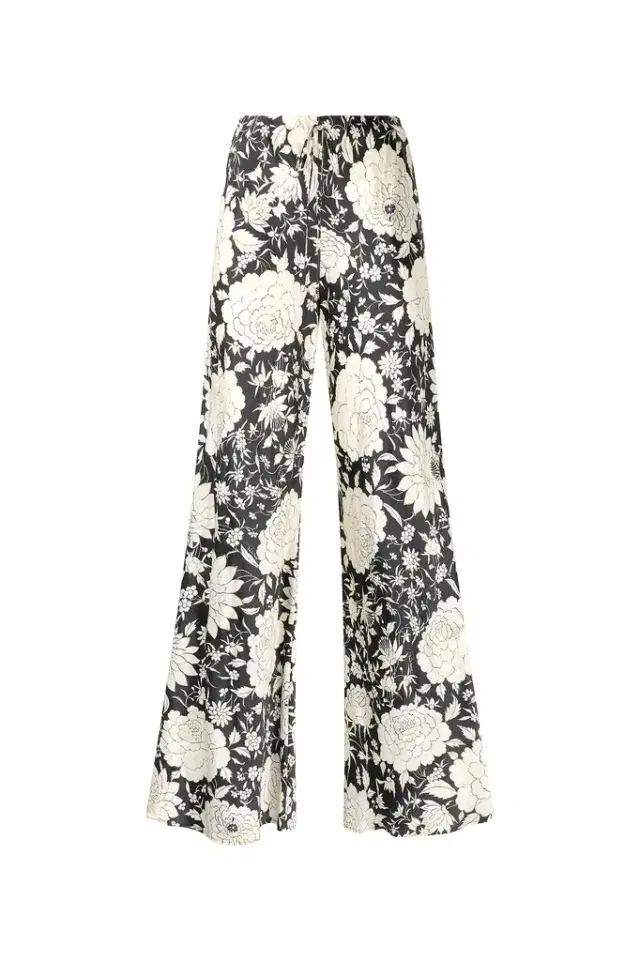 Roberto Cavalli Pure Silk Pants With Floral Print