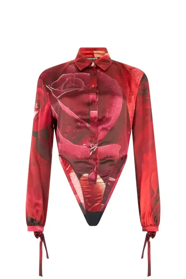 Roberto Cavalli Bodysuit Shirt With Garden Rose Print
