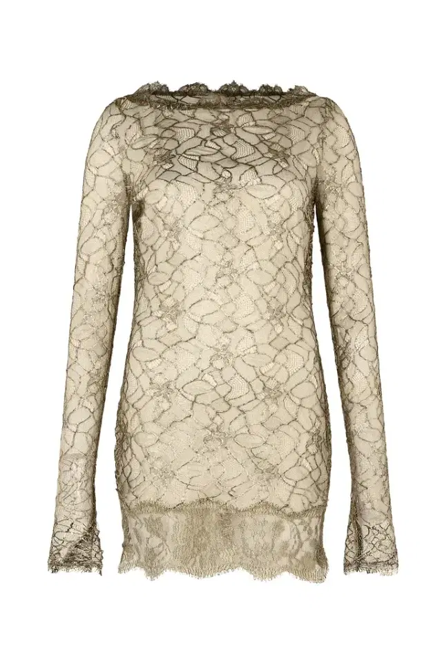 Black and Gold See-Through Mini Dress with Embroidery