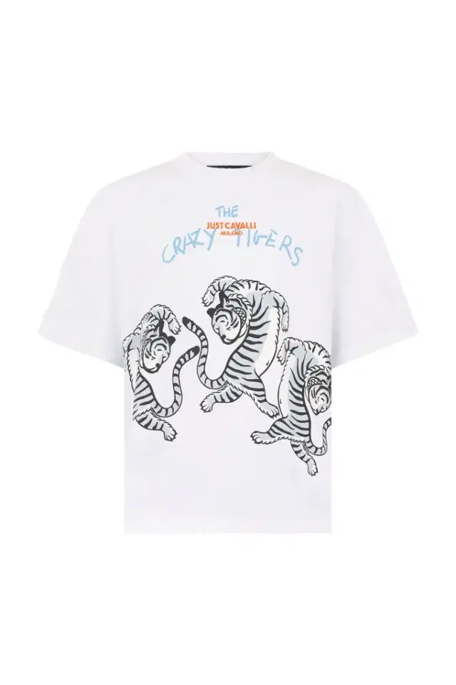 White T-Shirt With Printed Tigers