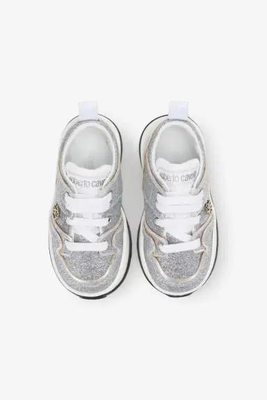 Roberto Cavalli Silver Glitter Kids Sneakers | Thumbnail 4 Roberto Cavalli Silver Glitter Kids Sneakers | Thumbnail 4