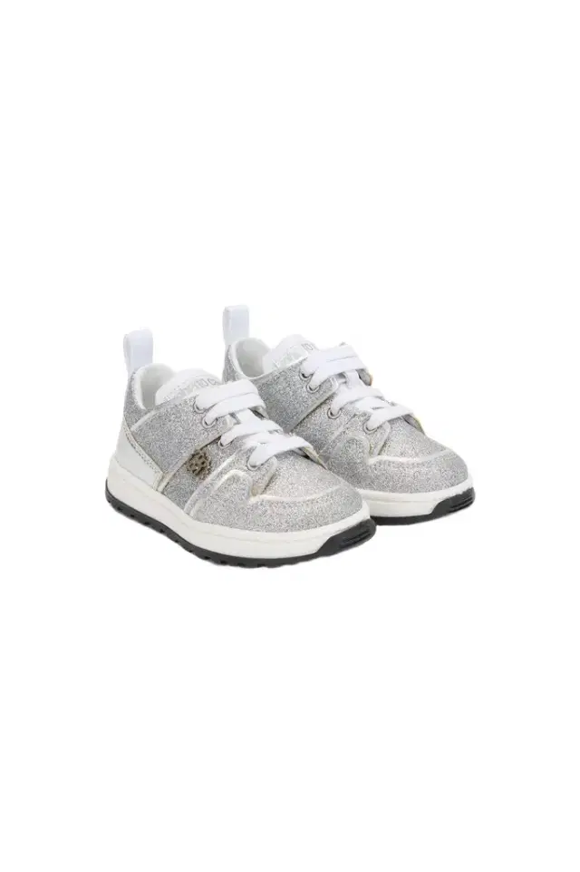 Roberto Cavalli Silver Glitter Kids Sneakers