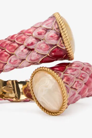Roberto Cavalli Pink Enameled Scales Wrap Bracelet | Thumbnail 5