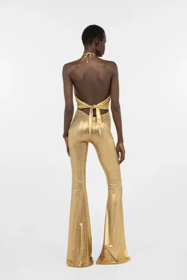 Roberto Cavalli Golden Beige Jumpsuit with Serpentine Print | Thumbnail 3