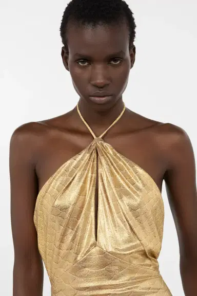 Roberto Cavalli Golden Beige Jumpsuit with Serpentine Print | Thumbnail 5
