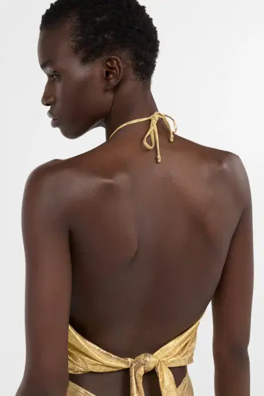 Roberto Cavalli Golden Beige Jumpsuit with Serpentine Print | Thumbnail 6