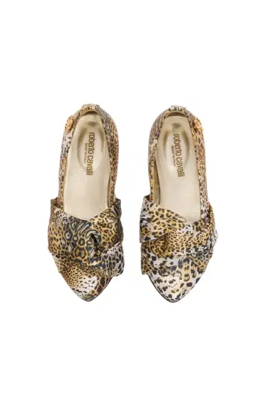 Roberto Cavalli Jaguar Skin Ballet Flats With Knotted Detail | Thumbnail 1 Roberto Cavalli Jaguar Skin Ballet Flats With Knotted Detail | Thumbnail 1