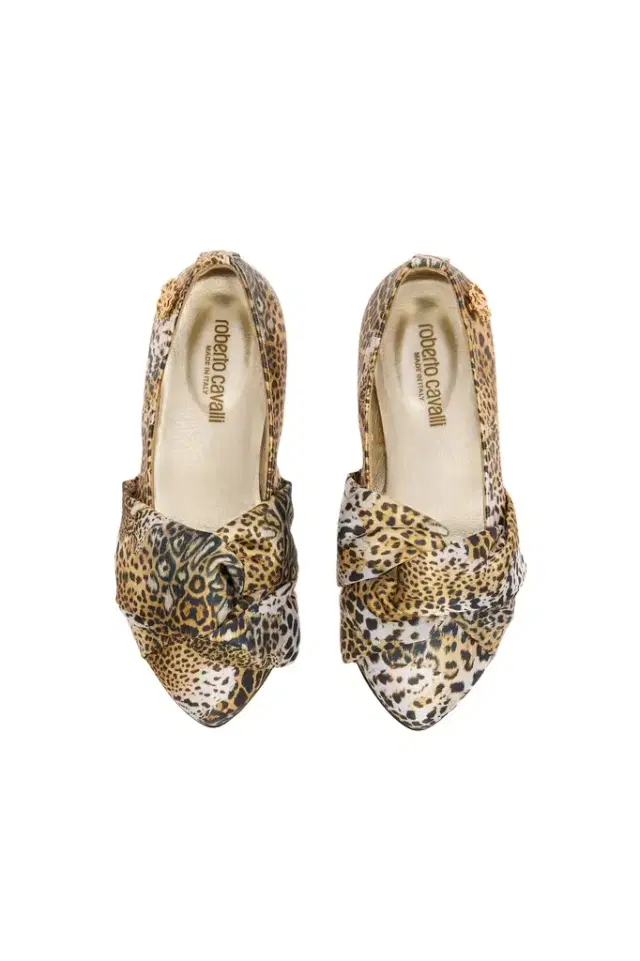 Roberto Cavalli Jaguar Skin Ballet Flats With Knotted Detail