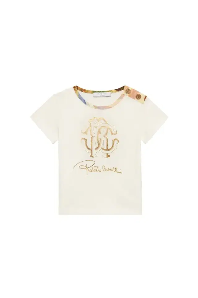 Roberto Cavalli T-Shirt With RC Monogram And Golden Logos