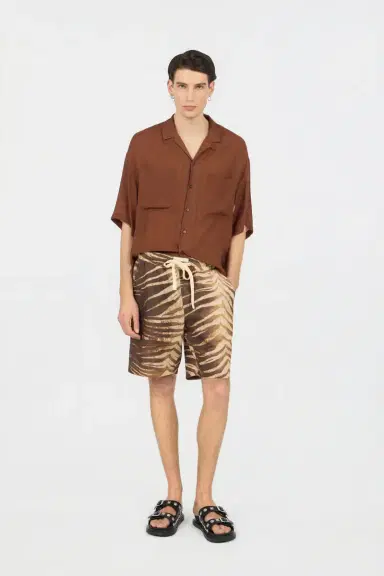 Roberto Cavalli Natural Barb Print Bermuda Shorts | Thumbnail 6