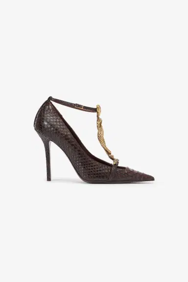 Roberto Cavalli Brown Scale-Pattern Pumps with Snake Motif | Thumbnail 2 Roberto Cavalli Brown Scale-Pattern Pumps with Snake Motif | Thumbnail 2