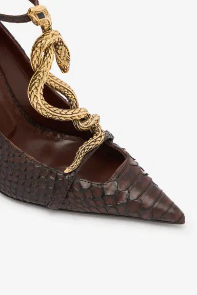 Roberto Cavalli Brown Scale-Pattern Pumps with Snake Motif | Thumbnail 5 Roberto Cavalli Brown Scale-Pattern Pumps with Snake Motif | Thumbnail 5