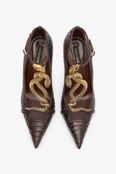 Roberto Cavalli Brown Scale-Pattern Pumps with Snake Motif | Thumbnail 6 Roberto Cavalli Brown Scale-Pattern Pumps with Snake Motif | Thumbnail 6