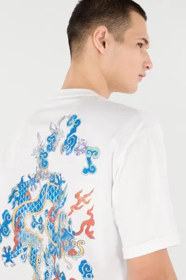 Roberto Cavalli Cotton T-Shirt With Dragon And Logo | Thumbnail 6