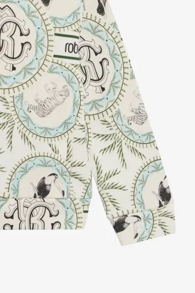 Roberto Cavalli Maiolica Print Hooded Sweatshirt | Thumbnail 4 Roberto Cavalli Maiolica Print Hooded Sweatshirt | Thumbnail 4