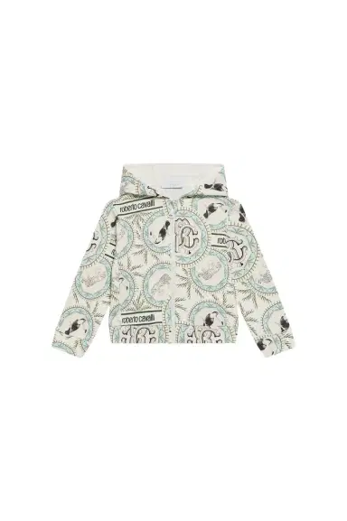 Roberto Cavalli Maiolica Print Hooded Sweatshirt | Thumbnail 1 Roberto Cavalli Maiolica Print Hooded Sweatshirt | Thumbnail 1