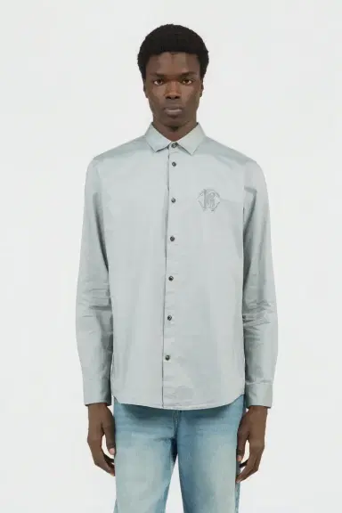 Roberto Cavalli Light Grey Shirt with Monogram RC Embroidery | Thumbnail 2 Roberto Cavalli Light Grey Shirt with Monogram RC Embroidery | Thumbnail 2