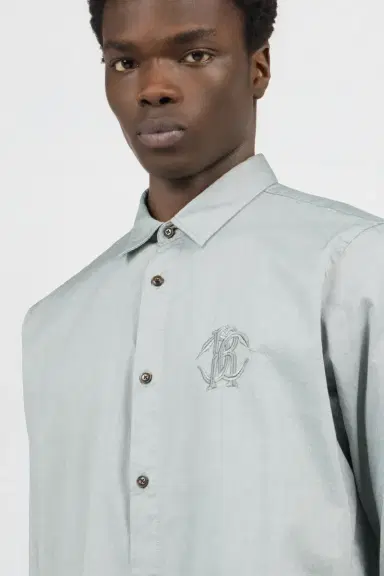 Roberto Cavalli Light Grey Shirt with Monogram RC Embroidery | Thumbnail 4 Roberto Cavalli Light Grey Shirt with Monogram RC Embroidery | Thumbnail 4