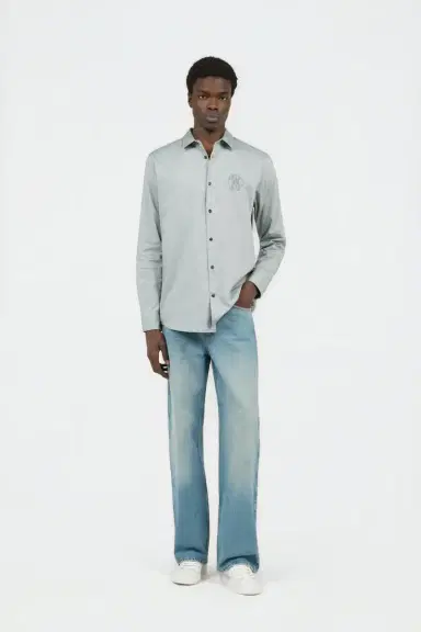 Roberto Cavalli Light Grey Shirt with Monogram RC Embroidery | Thumbnail 6 Roberto Cavalli Light Grey Shirt with Monogram RC Embroidery | Thumbnail 6