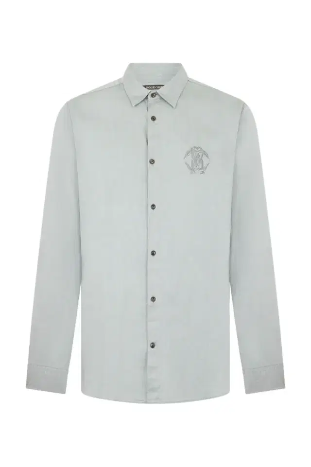 Roberto Cavalli Light Grey Shirt with Monogram RC Embroidery
