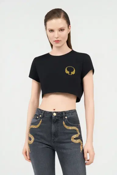 Roberto Cavalli Cotton Crop Top with Tigers | Thumbnail 2