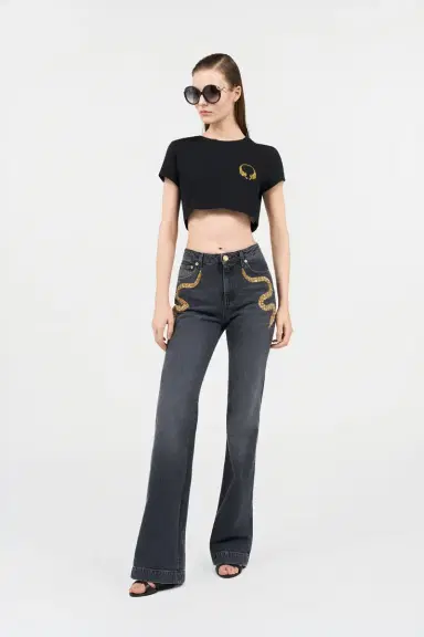 Roberto Cavalli Cotton Crop Top with Tigers | Thumbnail 7