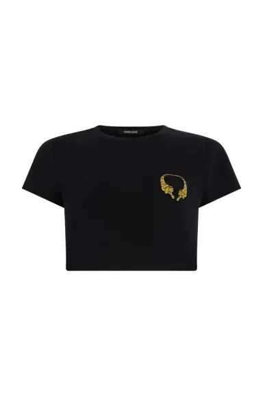 Roberto Cavalli Cotton Crop Top with Tigers | Thumbnail 1