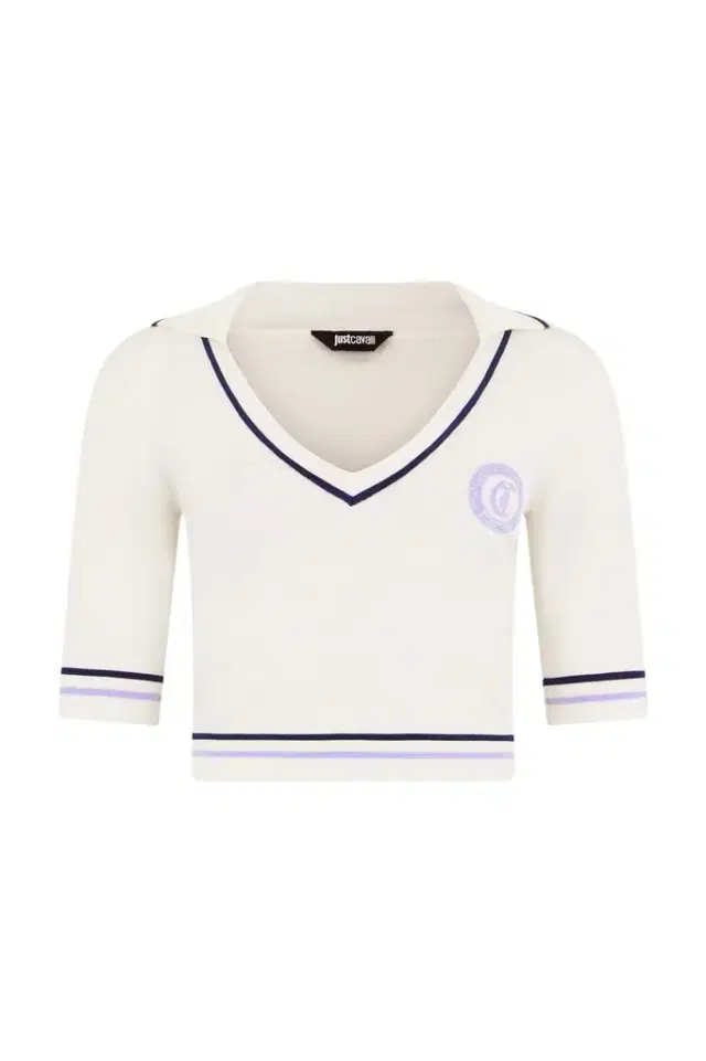 Roberto Cavalli White Knit Crop Top