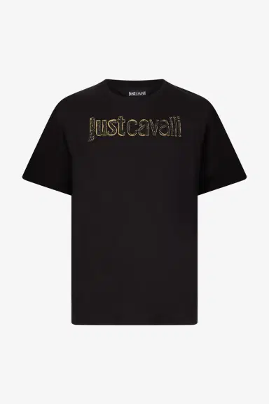 Roberto Cavalli Black T-Shirt With Gold Logo | Thumbnail 2 Roberto Cavalli Black T-Shirt With Gold Logo | Thumbnail 2