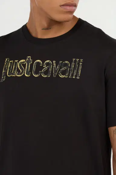 Roberto Cavalli Black T-Shirt With Gold Logo | Thumbnail 4 Roberto Cavalli Black T-Shirt With Gold Logo | Thumbnail 4