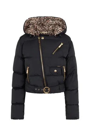 Roberto Cavalli Black Puffer Jacket with Belt | Thumbnail 1 Roberto Cavalli Black Puffer Jacket with Belt | Thumbnail 1