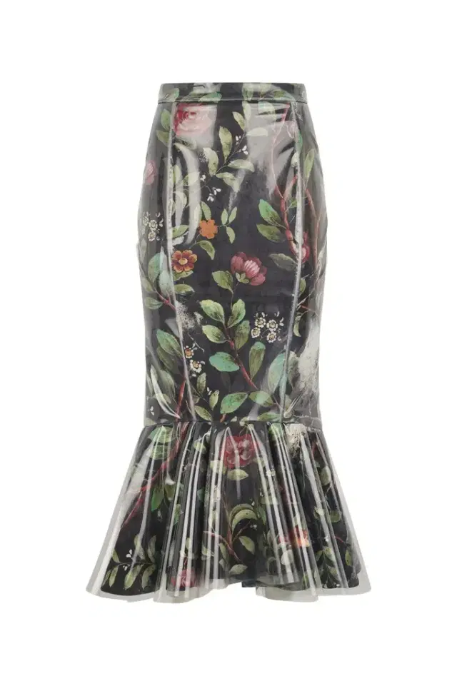 Roberto Cavalli Mermaid Skirt With Shrub And Flower Print