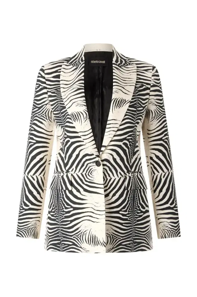 Roberto Cavalli Blazer With White Tigress Print
