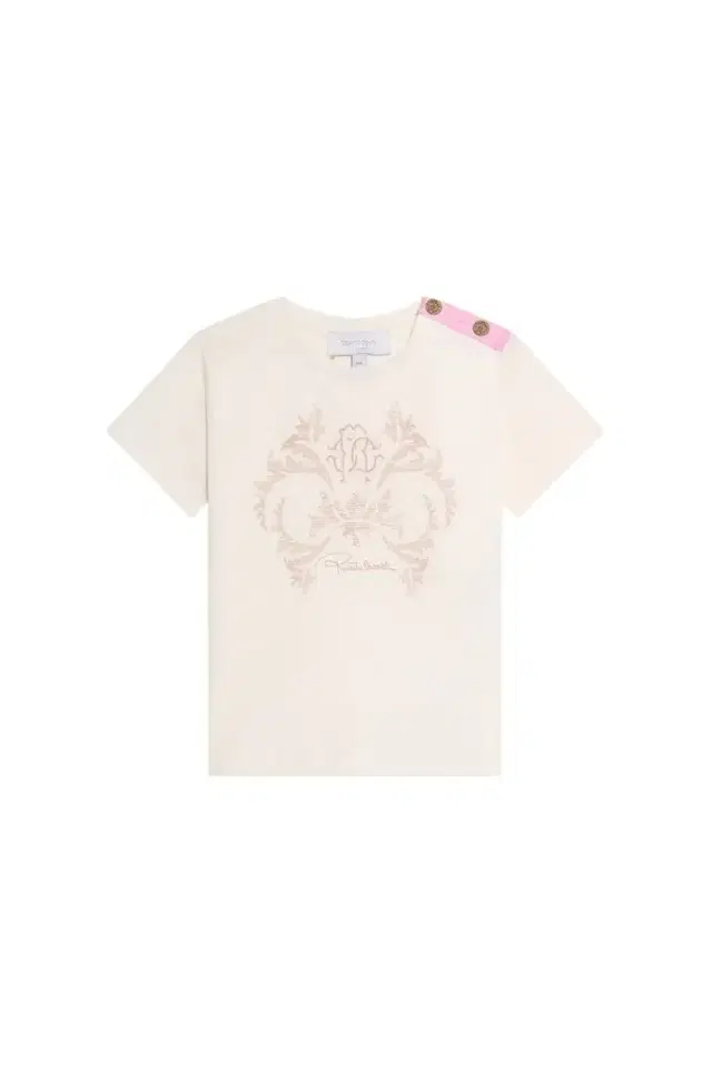 Roberto Cavalli Cream T-Shirt with Monogram RC
