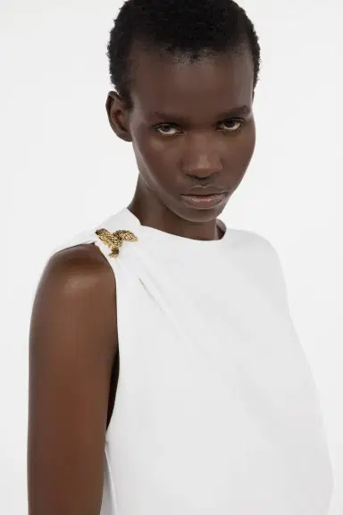 Roberto Cavalli White Asymmetric T-shirt with Snake Motif | Thumbnail 5