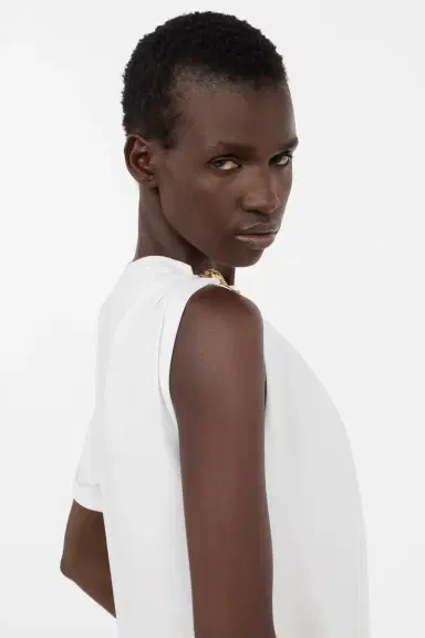 Roberto Cavalli White Asymmetric T-shirt with Snake Motif | Thumbnail 6