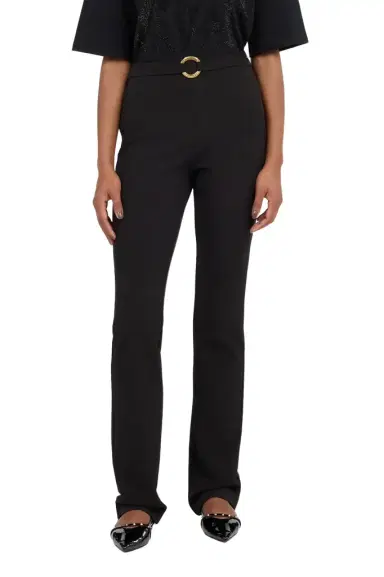 Roberto Cavalli Black Flared Trousers With Buckle | Thumbnail 1