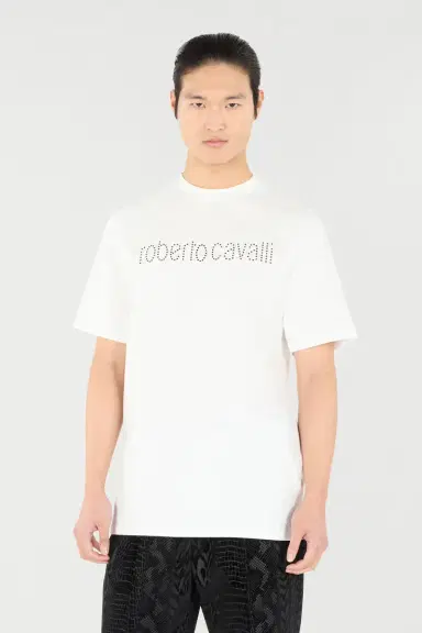 Roberto Cavalli T-Shirt With Logo And Mini Studs | Thumbnail 2