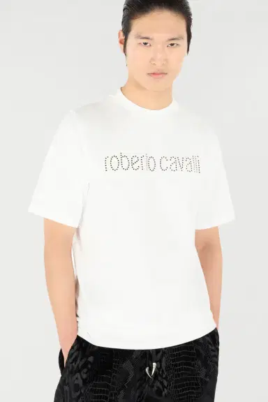 Roberto Cavalli T-Shirt With Logo And Mini Studs | Thumbnail 5