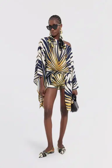 Roberto Cavalli Ray Of Gold Print Denim Shorts | Thumbnail 5 Roberto Cavalli Ray Of Gold Print Denim Shorts | Thumbnail 5