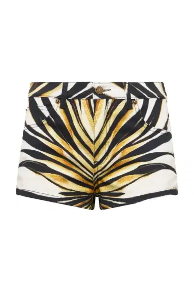 Roberto Cavalli Ray Of Gold Print Denim Shorts | Thumbnail 1 Roberto Cavalli Ray Of Gold Print Denim Shorts | Thumbnail 1