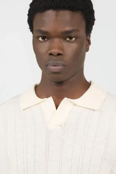 Roberto Cavalli Cream Ribbed Polo | Thumbnail 4