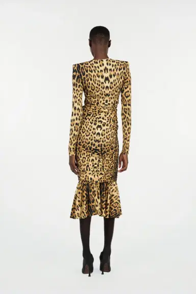 Roberto Cavalli Midi Dress With Jaguar Skin Print | Thumbnail 3