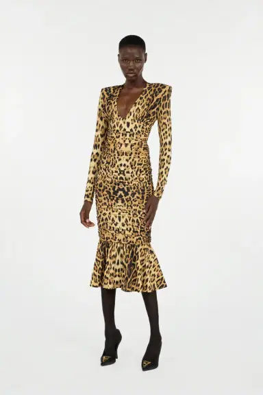 Roberto Cavalli Midi Dress With Jaguar Skin Print | Thumbnail 7