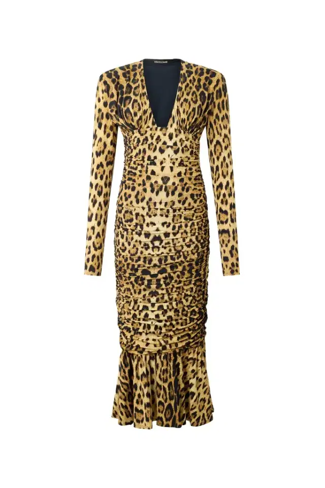 Roberto Cavalli Midi Dress With Jaguar Skin Print