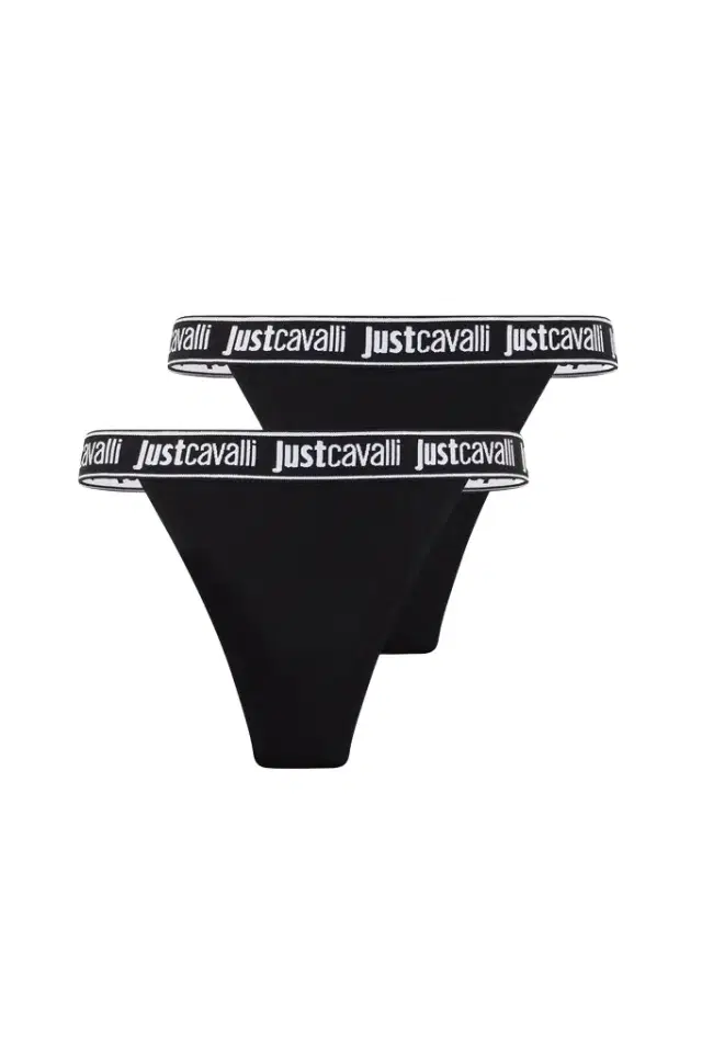 Roberto Cavalli Black Panties With Logo Band Two-Pack