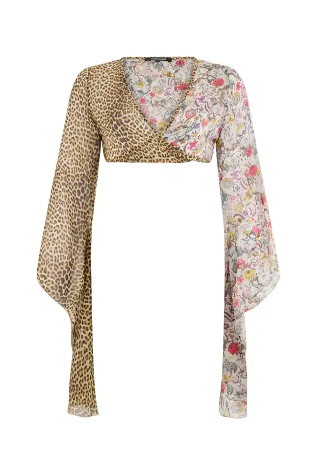 Roberto Cavalli Baby Jaguar Print Silk Top