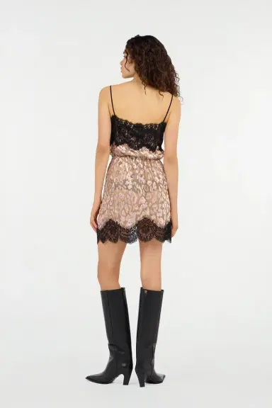 Roberto Cavalli Silk Mini Dress With Lace Inserts | Thumbnail 3
