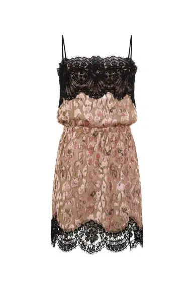 Roberto Cavalli Silk Mini Dress With Lace Inserts | Thumbnail 1