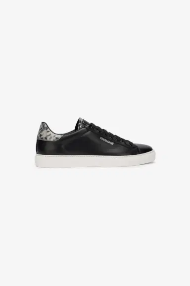 Roberto Cavalli Black Leather Sneaker With Snakeskin-Effect Detail | Thumbnail 2